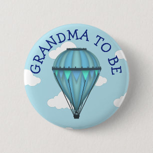 Hot Air Balloon Grandma  To Be Baby Shower Button