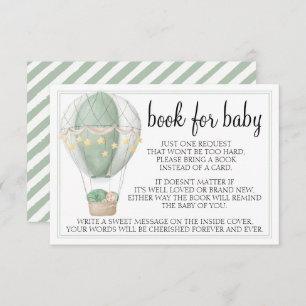 Hot air balloon green baby shower enclosure cards