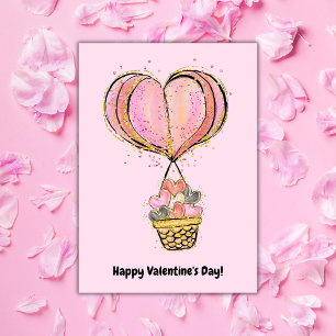 Hot Air Balloon Happy Valentine's Day Card