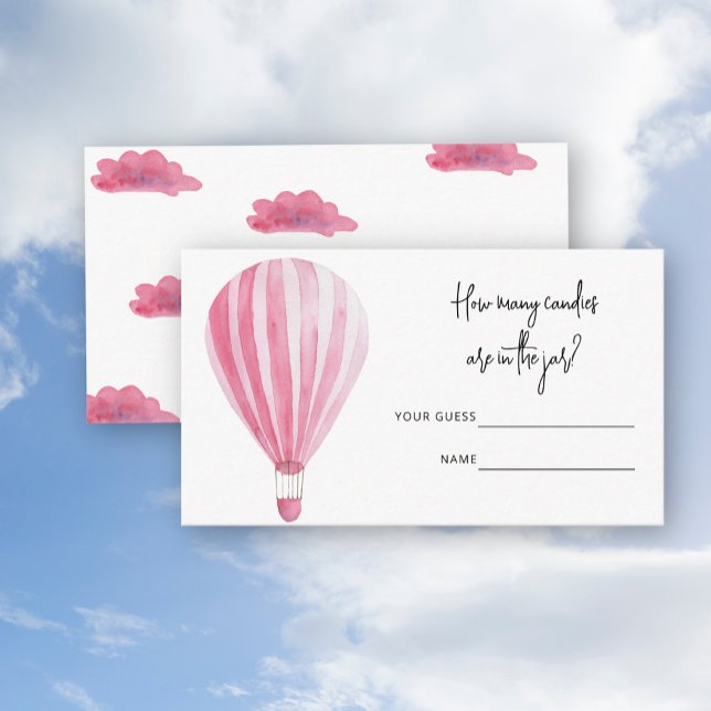 Hot air balloon, How many candies baby shower game Enclosure Card (Creator Uploaded)