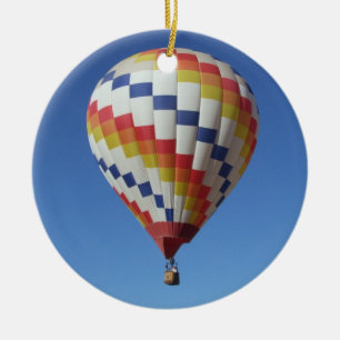 Hot Air Balloon in a Blue Sky Ceramic Tree Decoration