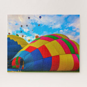 Hot air balloon inflating jigsaw puzzle