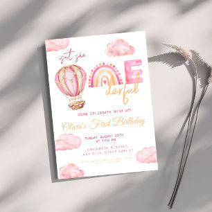 Hot Air Balloon Isn't She Onederful 1st Birthday Invitation