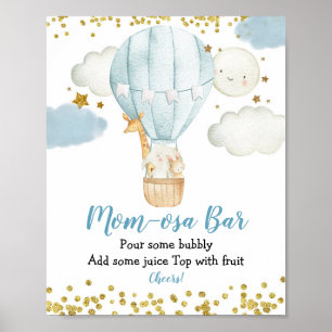 Hot Air Balloon jungle animal Girl Momosa Bar Sign