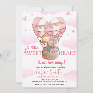 Hot Air Balloon jungle animals Baby shower Invitation
