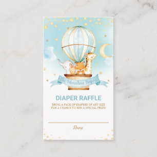 Hot Air Balloon Jungle Animals Boy Diaper Raffle Enclosure Card
