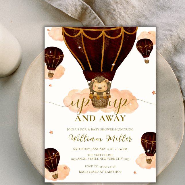 Hot Air Balloon Jungle Lion Boy Baby Shower  Invitation (Hot Air Balloon Jungle Lion Boy Baby Shower Invitation)