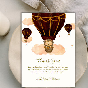 Hot Air Balloon Jungle Lion Boy Baby Shower  Thank You Card