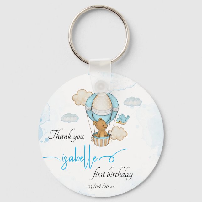 Hot air balloon Keychain memory gift birthday  (Front)