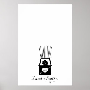 Hot Air Balloon Kiss Thumbprint Wedding Guestbook