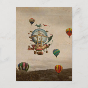 Hot Air Balloon, La Minerve 1803 travel in style Postcard