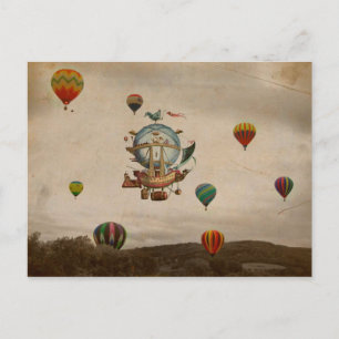 Hot Air Balloon, La Minerve 1803 travel in style Postcard
