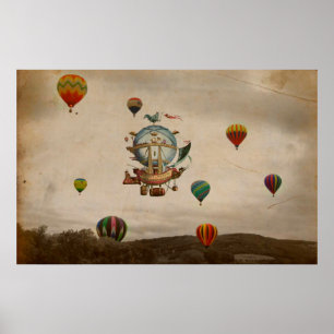 Hot Air Balloon, La Minerve 1803  travel in style Poster