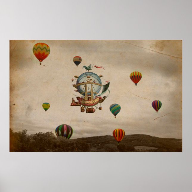 Hot Air Balloon, La Minerve 1803  travel in style Poster (Front)