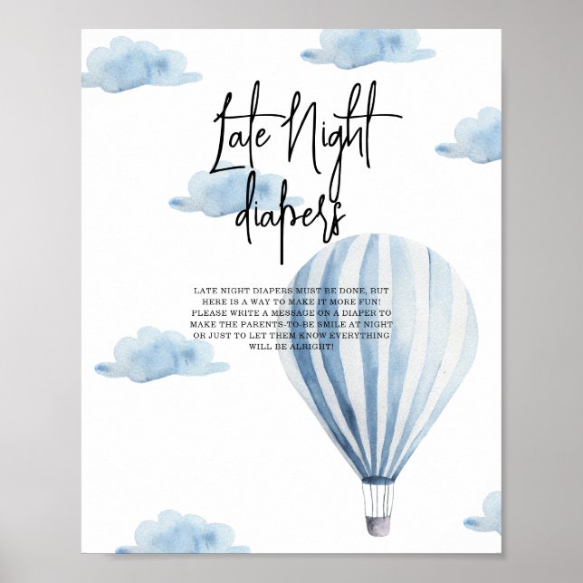 Hot air balloon - Late Night diapers Poster (Front)