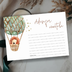 Hot Air Balloon Lion Advise for Mum Baby Shower Enclosure Card