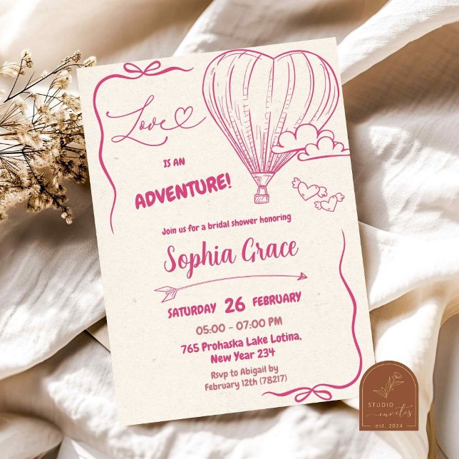 Hot Air Balloon Love In The Air Bridal Shower Invitation (Creator Uploaded)