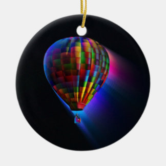 Hot Air Balloon Magical Flight Digital Art Ceramic Tree Decoration