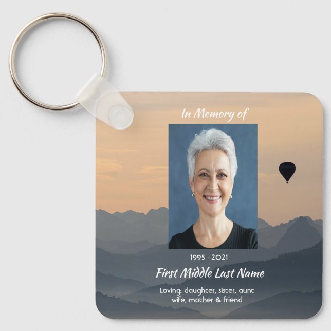 Hot Air Balloon  Memorial Keepsake  Key Ring (Front)