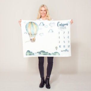 Hot Air Balloon Milestone Blanket Boy Personalized