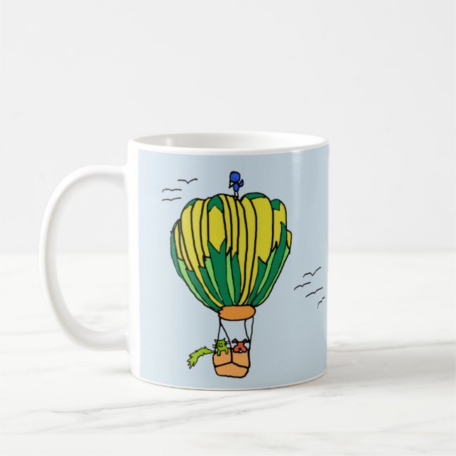 hot air balloon mug with cat and dog (Left)
