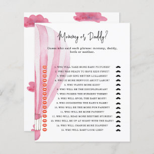 Hot air balloon - mummy or daddy baby shower game