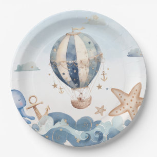 Hot Air Balloon Nautical Boy Baby Shower Paper Plate