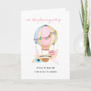 hot air balloon new baby cute whimsical card