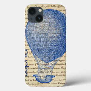 Hot Air Balloon on Vintage Handwriting Add Name iPhone 13 Case