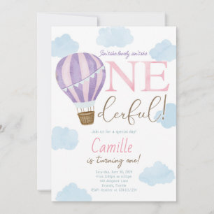 Hot Air Balloon Onederful 1st Birthday Invitation
