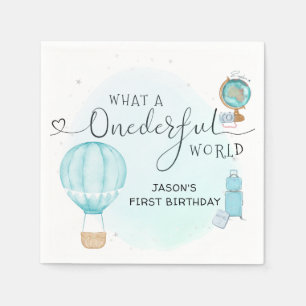 Hot Air Balloon ONEderful World 1st First Birthday Napkin