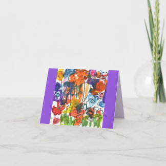 Hot Air Balloon over Flowers Painting Thank You Card