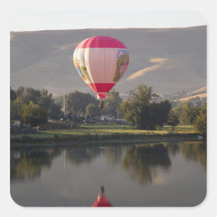 Hot air balloon over the Yakima River Square Sticker