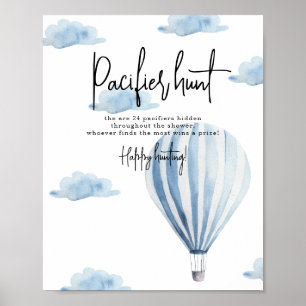 Hot air balloon - Pacifier hunt game baby shower Poster