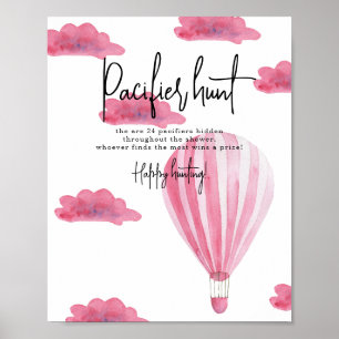 Hot air balloon - Pacifier hunt game baby shower Poster