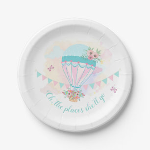 Hot Air Balloon Paper Plates / Pink Mint Floral