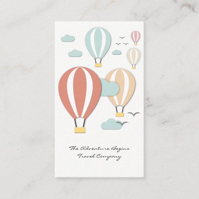 Hot Air Balloon Papercut Style Business Card (Front)