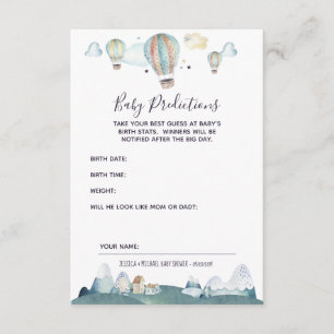 Hot Air Balloon Party Baby Predictions Card