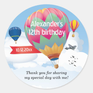 Hot Air Balloon Party Classic Round Sticker