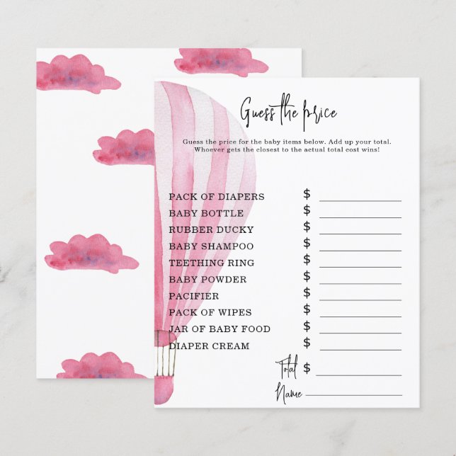 Hot air balloon Party games | Price Guess Game (Front/Back)