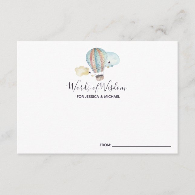 Hot Air Balloon Party in Baby Shower Advice Enclosure Card (Front)