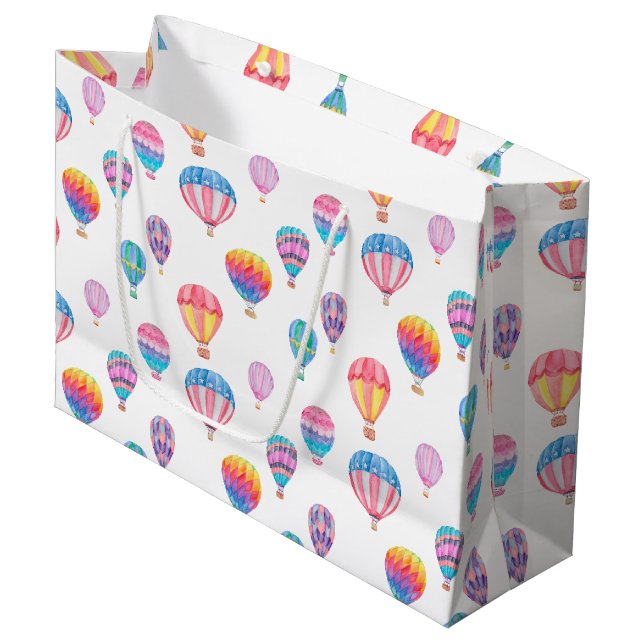 Hot Air Balloon Pattern Large Gift Bag (Front Angled)