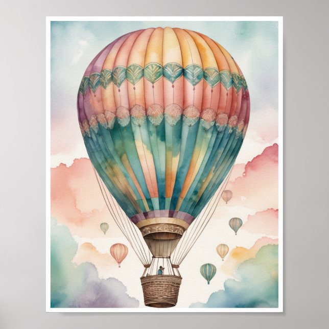 Hot air balloon patterns vibrant colours Wall Art (Front)