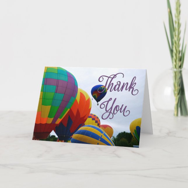 Hot Air Balloon Photo Thank You Card (Front)