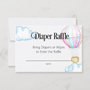 Hot Air Balloon Pink Diaper Raffle Card 