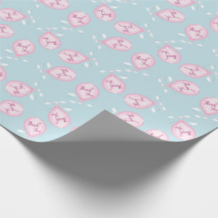 Hot Air Balloon Pink Girl Wrapping Paper
