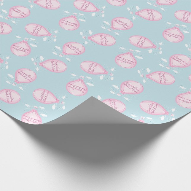 Hot Air Balloon Pink Girl Wrapping Paper (Corner)