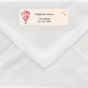 Hot air balloon pink return address 