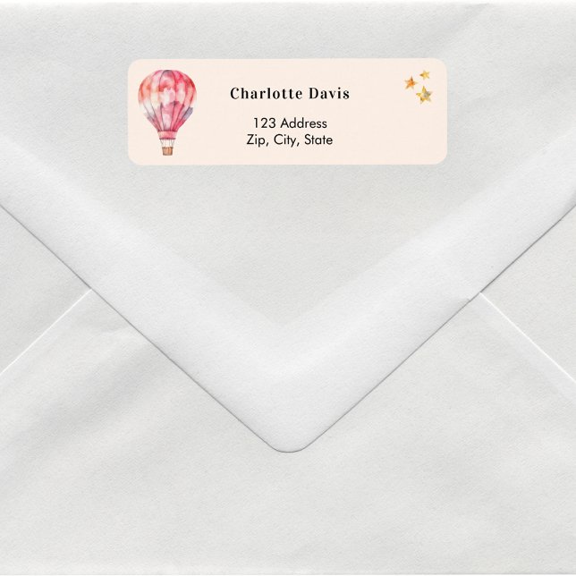 Hot air balloon pink return address  (Creator Uploaded)