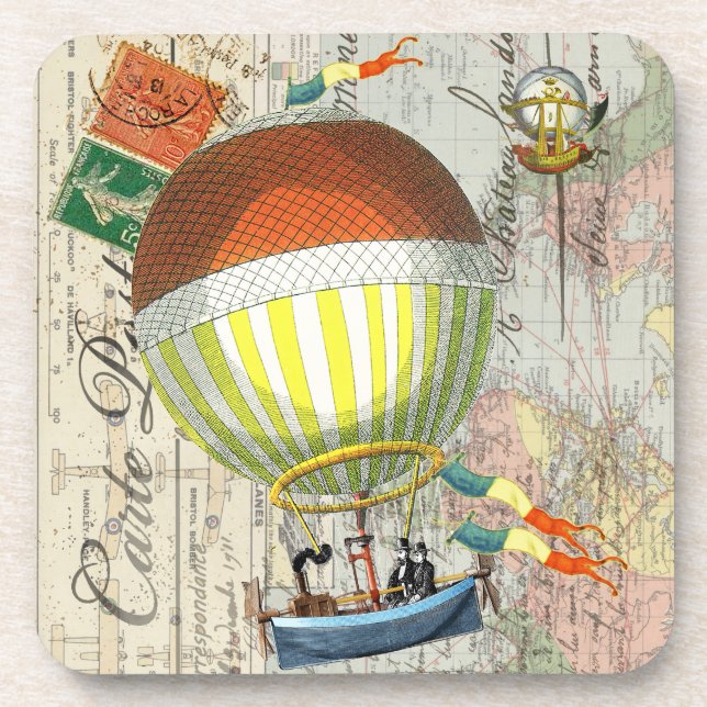 Hot Air Balloon Post Card Coaster (Front)